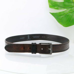 Levis Casual Work Belt Men Size 38 Brown Leather Sturdy Adjustable